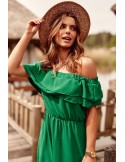 Asymmetrical Spanish dress with ruffles, green 9182 - Online store - Boutique